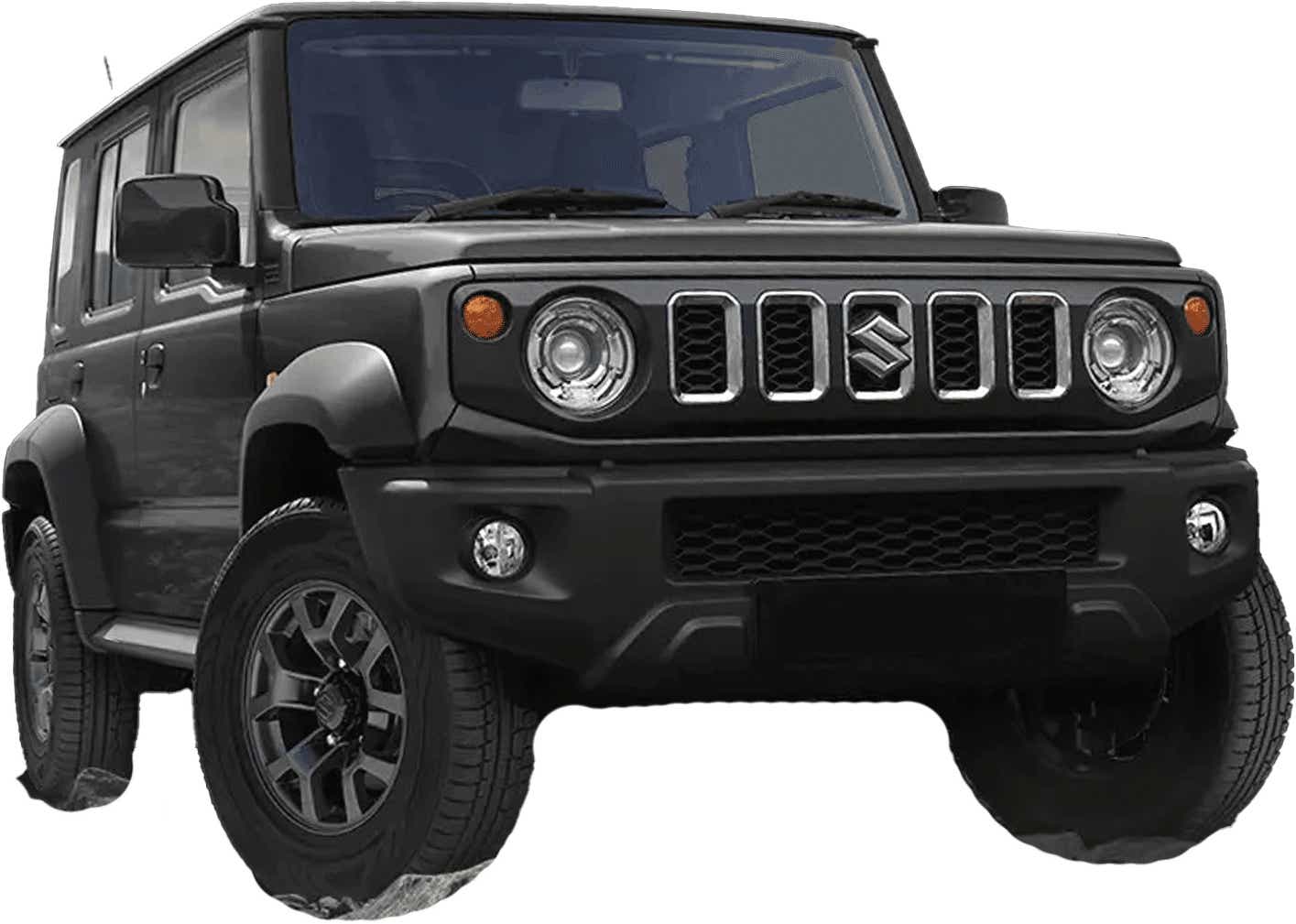 Front view of a Granite Grey Maruti Suzuki Jimny