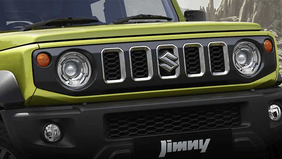 front grille and headlight view of a Maruti Suzuki Jimny