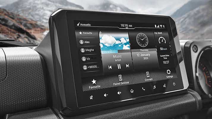 Infotainment display of a Maruti Suzuki Jimny