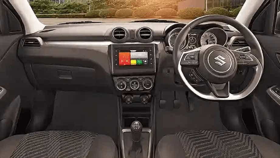 interior dashboard of a Maruti Suzuki Swift 2021 - 2023