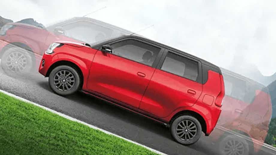 side view of a Gallant Red Maruti Suzuki Wagon R