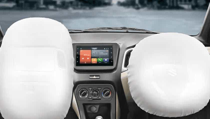 interior dashboard with airbags deployed of a Maruti Suzuki Wagon R