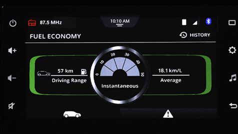 fuel economy display on a Maruti Suzuki Wagon R dashboard infotainment screen