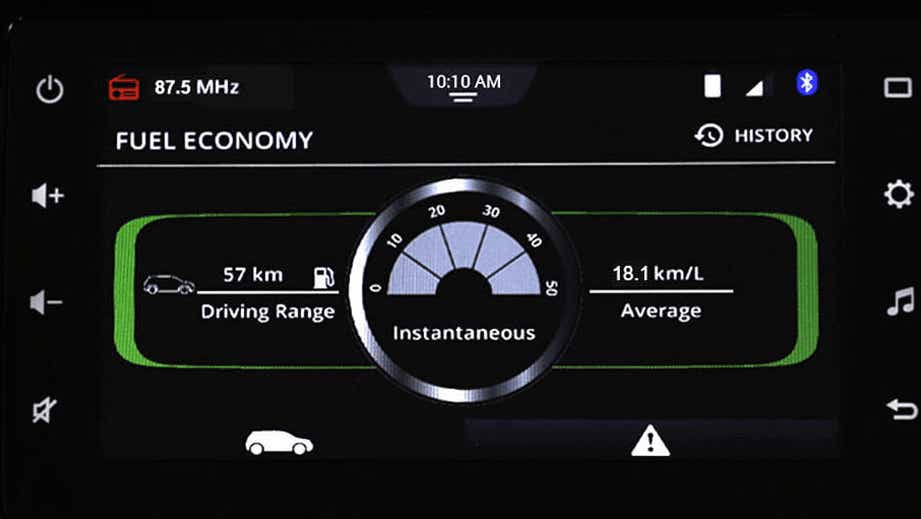 fuel economy display on a Maruti Suzuki Wagon R dashboard infotainment screen
