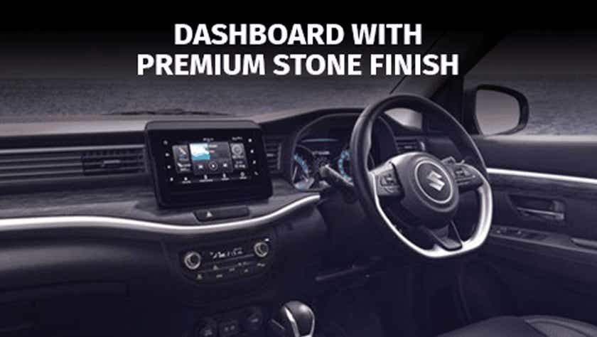 Interior dashboard view of a Maruti Suzuki XL6