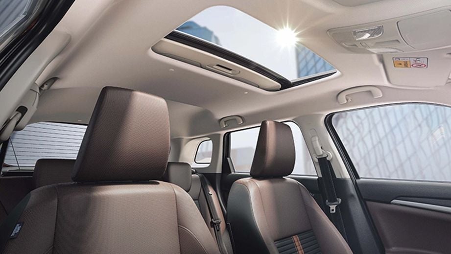 Interior view with sunroof of a Maruti Suzuki Brezza
