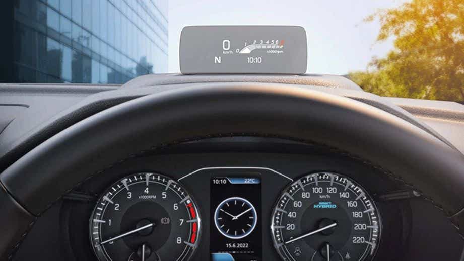 Interior dashboard view of a Maruti Suzuki Brezza