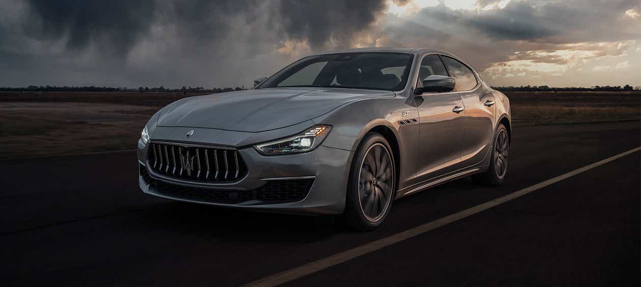 front three-quarter view of a Maserati Ghibli