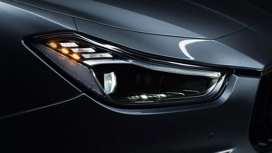headlight close-up of a Maserati Ghibli