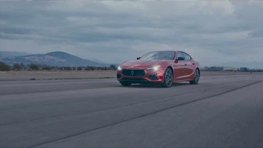 front three-quarter view of a Maserati Ghibli