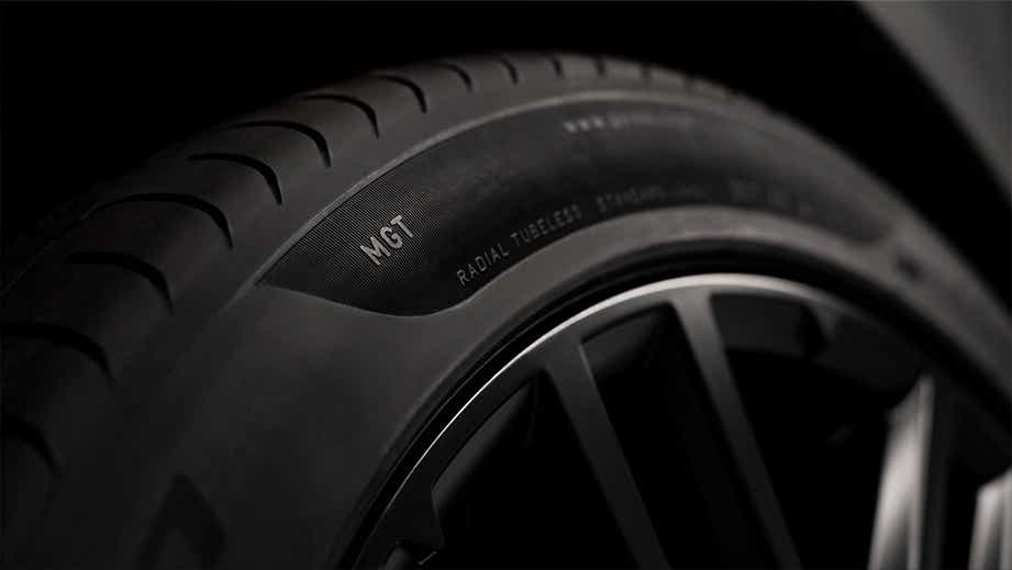 Close-up of the wheel and tire on a Maserati GranCabrio