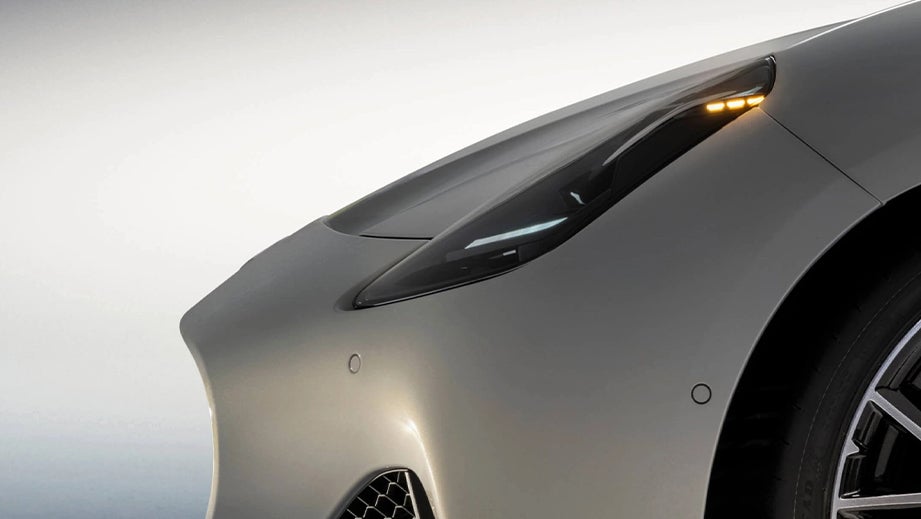 headlight close-up of a Maserati GranTurismo