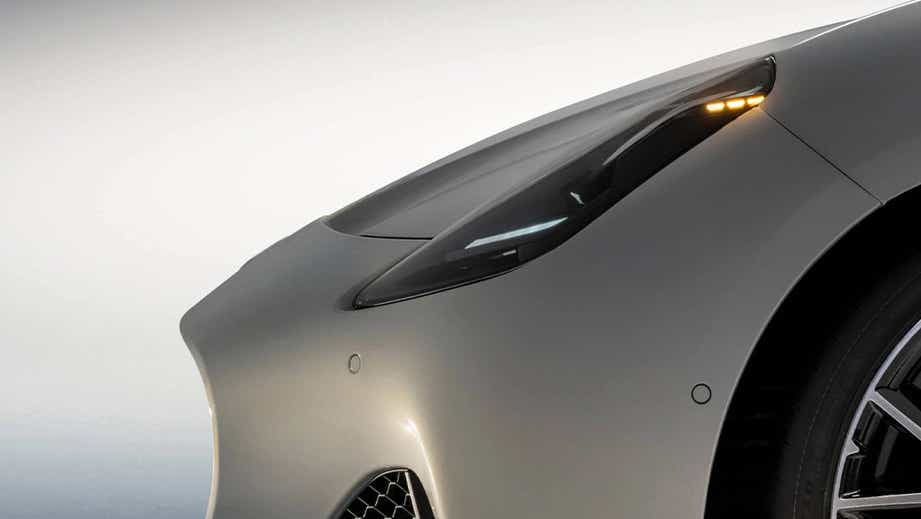 headlight close-up of a Maserati GranTurismo