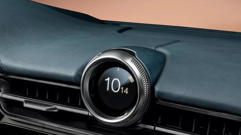 Dashboard clock close-up of a Maserati GranTurismo