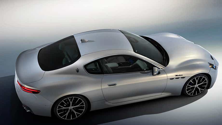 rear three-quarter view of a Maserati GranTurismo