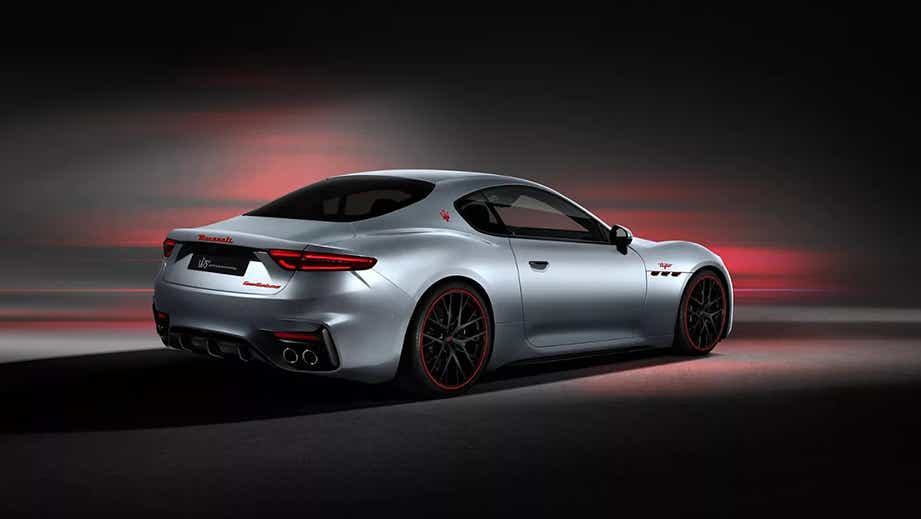 rear three-quarter view of a Maserati GranTurismo