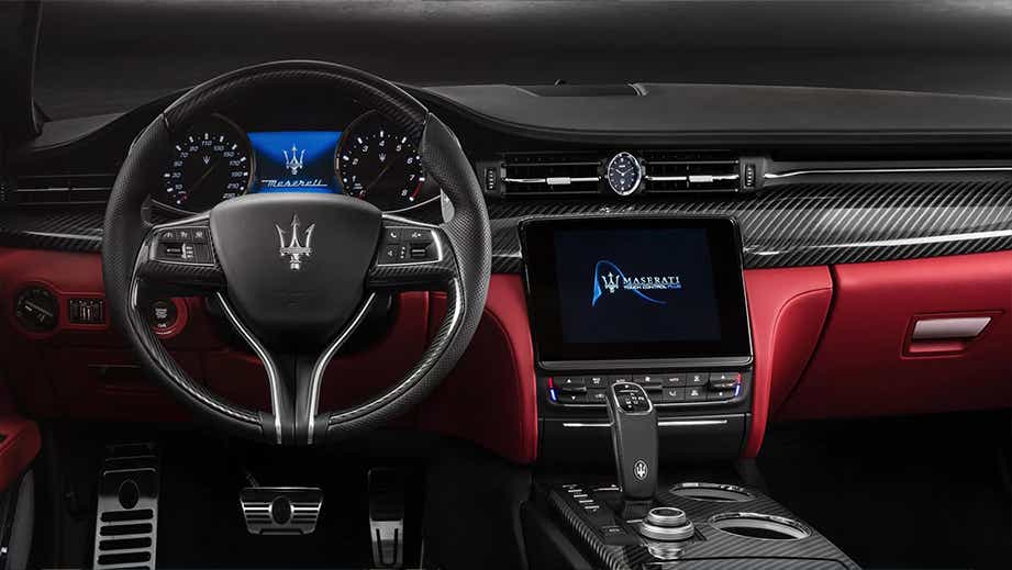 Interior dashboard view of a Maserati GranTurismo