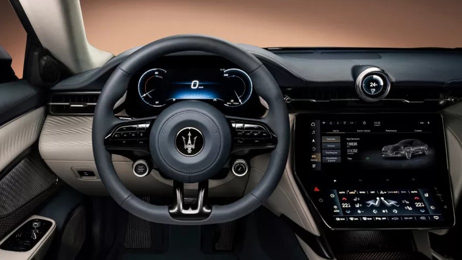 Interior dashboard view of a Maserati GranTurismo