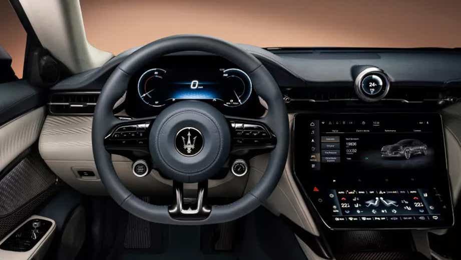 Interior dashboard view of a Maserati GranTurismo