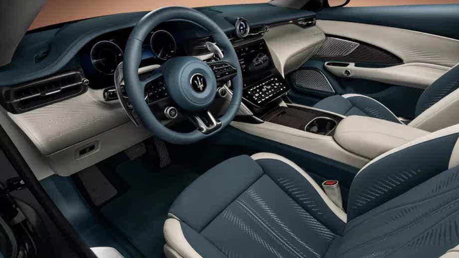 Interior dashboard and front seats of a Maserati GranTurismo