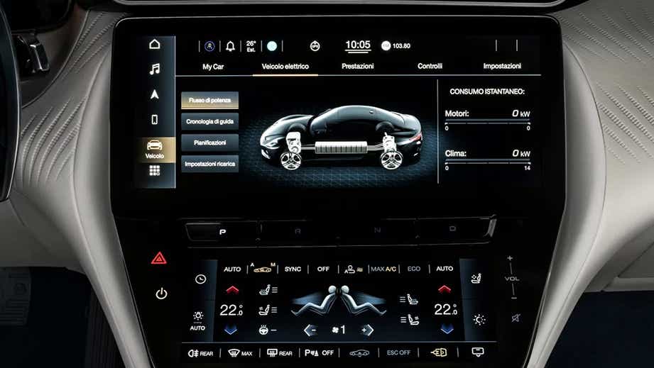 Interior dashboard display of a Maserati GranTurismo