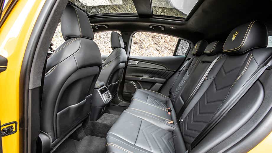rear seat interior view of a Maserati Grecale