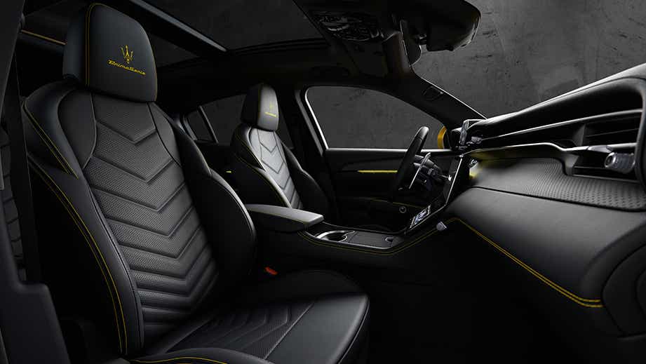 front interior seats and dashboard of a Maserati Grecale