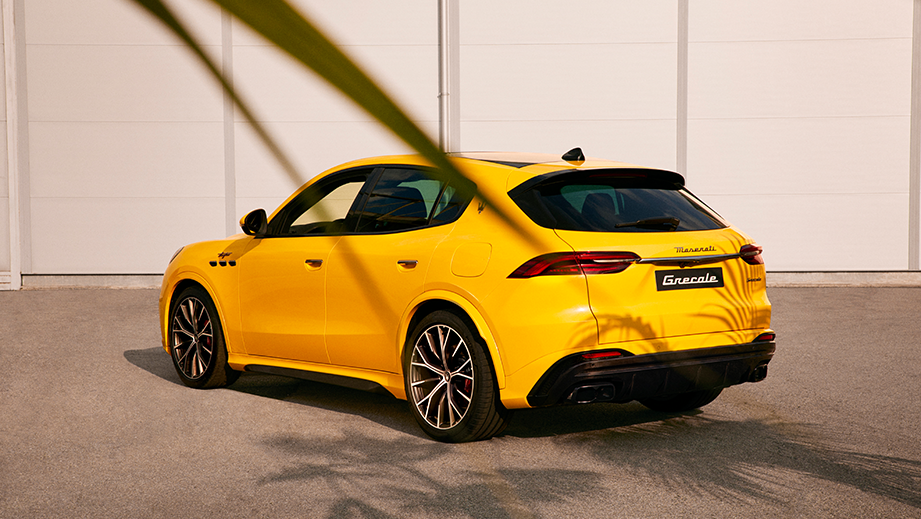 rear three-quarter view of a Maserati Grecale