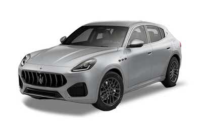 front three-quarter of a Bianco Astra Maserati Grecale