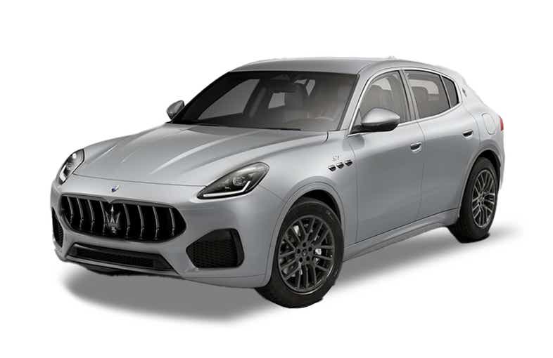 front three-quarter of a Bianco Astra Maserati Grecale