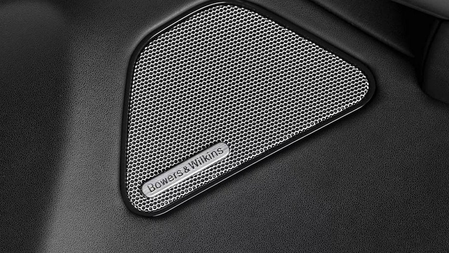 close-up of a Bowers & Wilkins speaker grille in a Maserati Levante