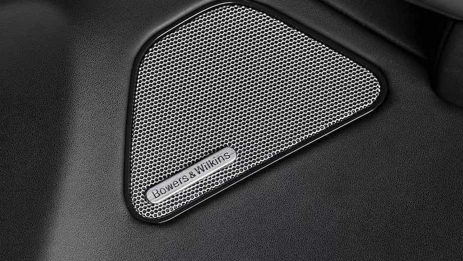 close-up of a Bowers & Wilkins speaker grille in a Maserati Levante