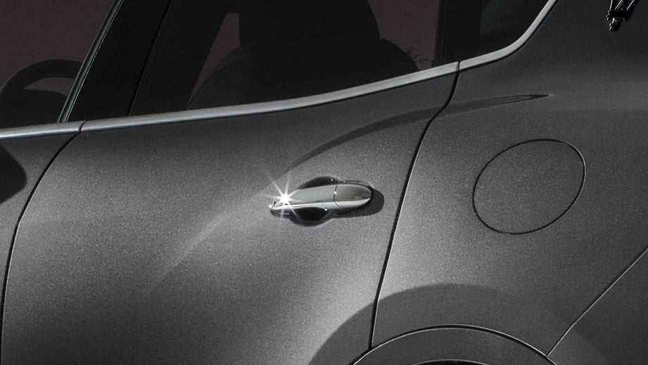 Close-up of rear door handle area of a Maserati Levante