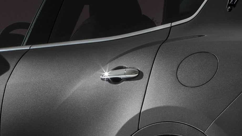 Close-up of rear door handle area of a Maserati Levante