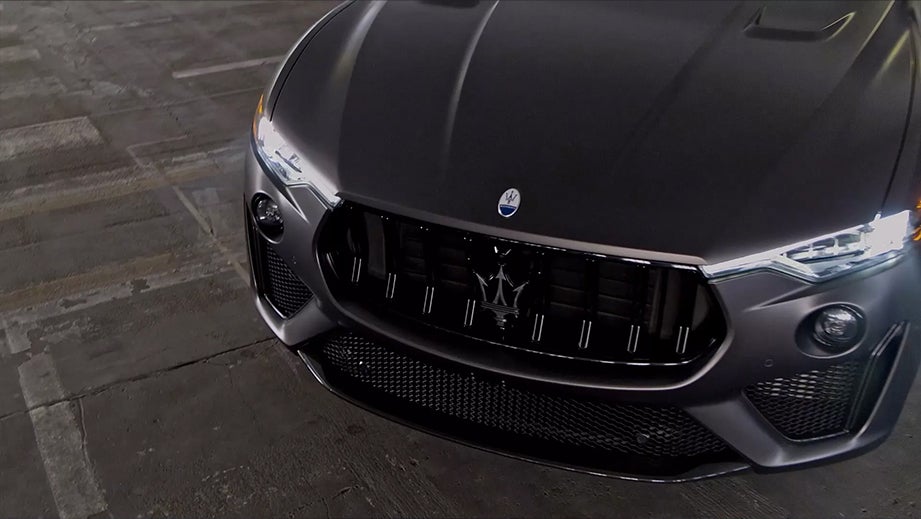 Front grille and headlight detail of a Maserati Levante
