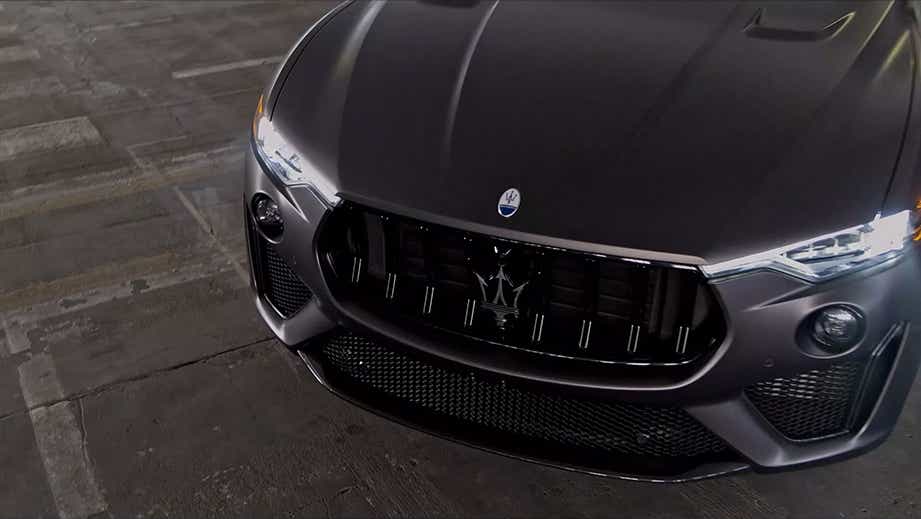 Front grille and headlight detail of a Maserati Levante