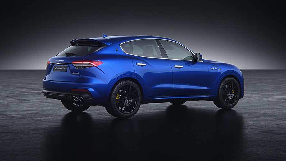 Rear three-quarter of a BLU Nobile Maserati Levante