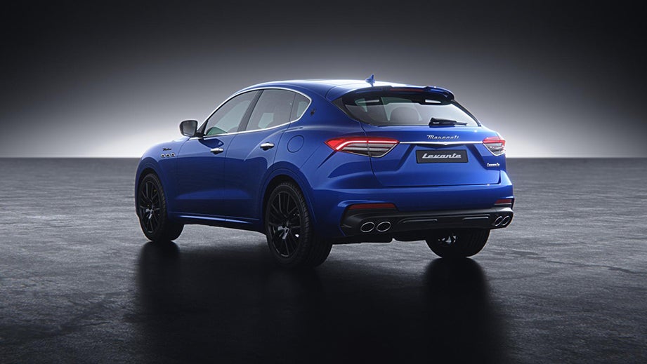 Rear three-quarter view of a BLU Nobile Maserati Levante