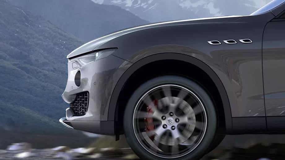 Front wheel and fender of a Maserati Levante