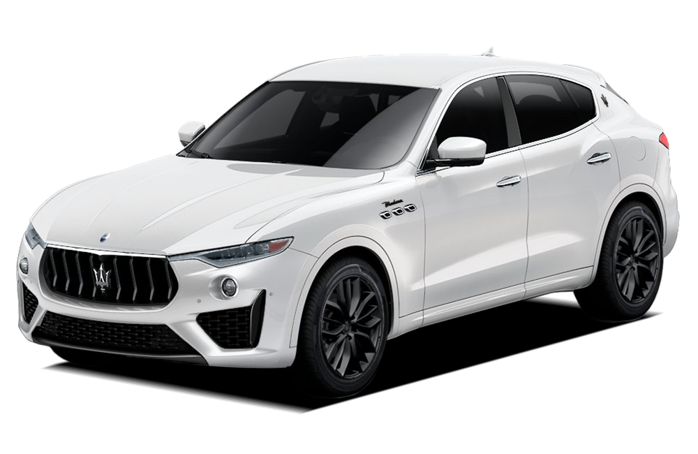 Front three-quarter view of a Bianco Maserati Levante