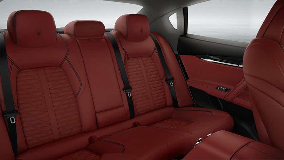 rear seat view of a Maserati Quattroporte interior