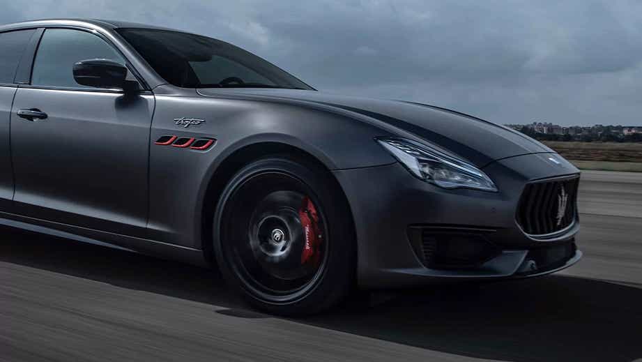 front three-quarter view of a Maserati Quattroporte