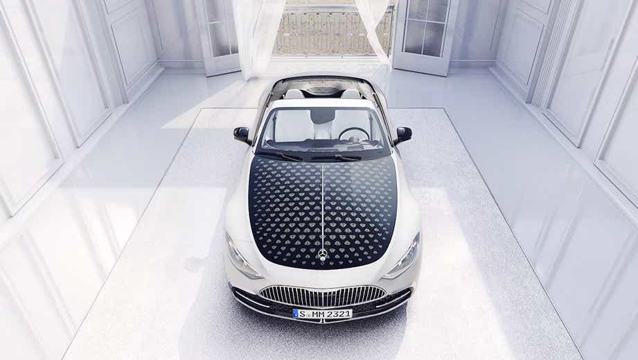 Top view of a Mercedes-Benz Maybach SL 680 inside a bright room