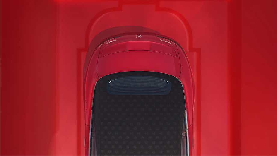 top view of a Garnet Red Metallic Mercedes-Benz Maybach SL 680