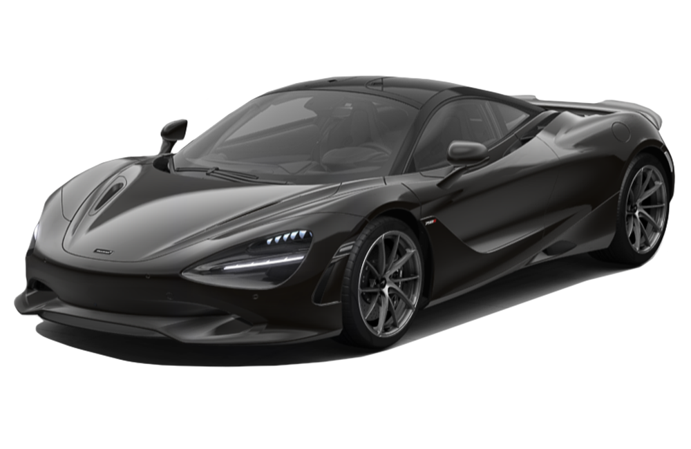 front three-quarter view of a Onyx Black Mclaren 750s