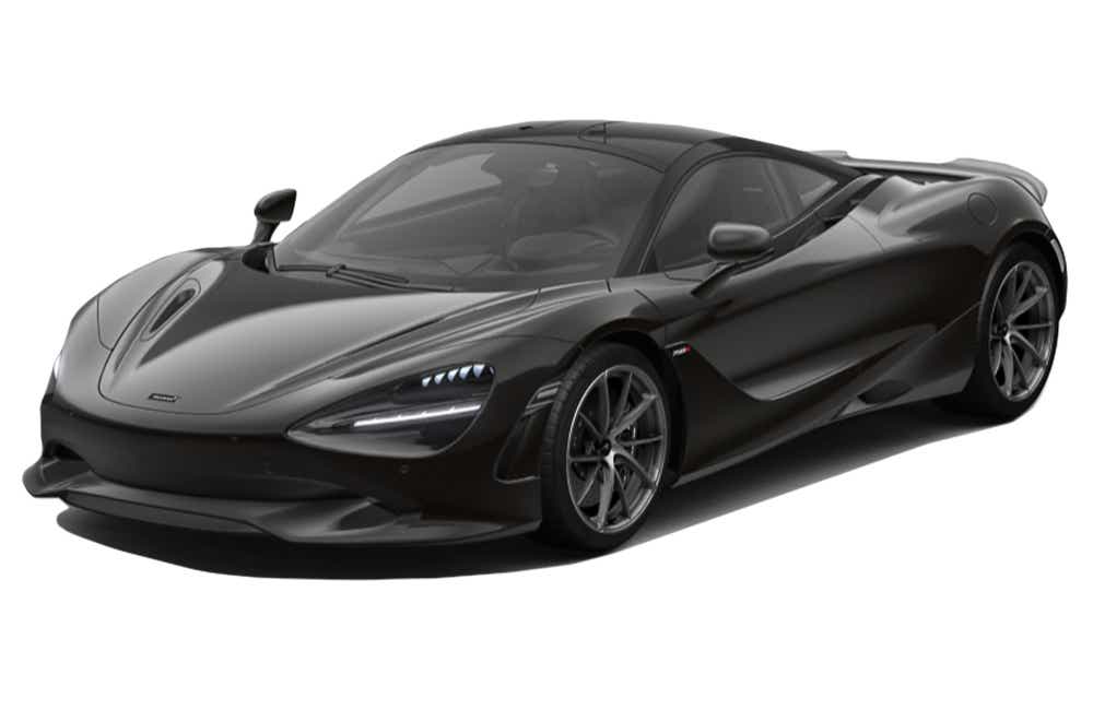 front three-quarter view of a Onyx Black Mclaren 750s