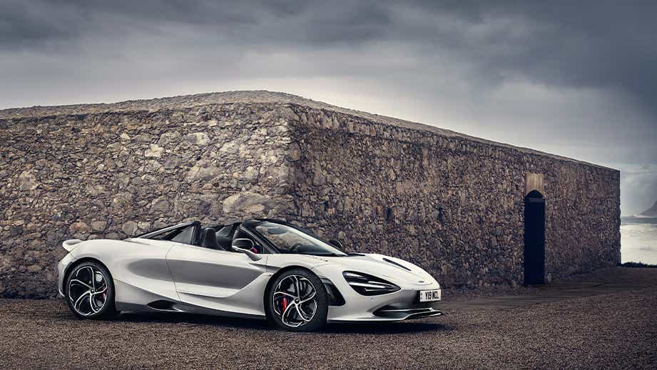 side view of a Silica White Mclaren 750s