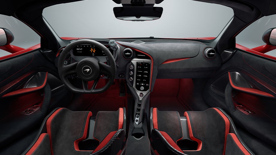 interior dashboard view of a Mclaren 750s
