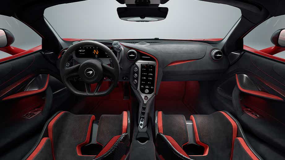 interior dashboard view of a Mclaren 750s
