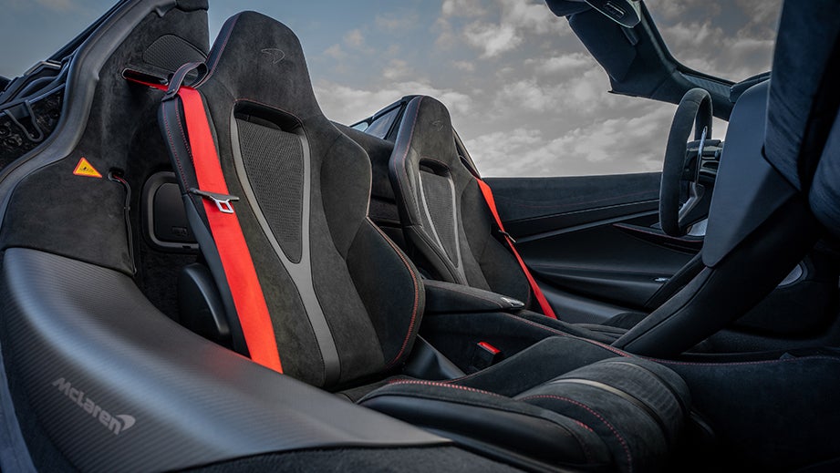 interior seats and dashboard of a Mclaren 750s